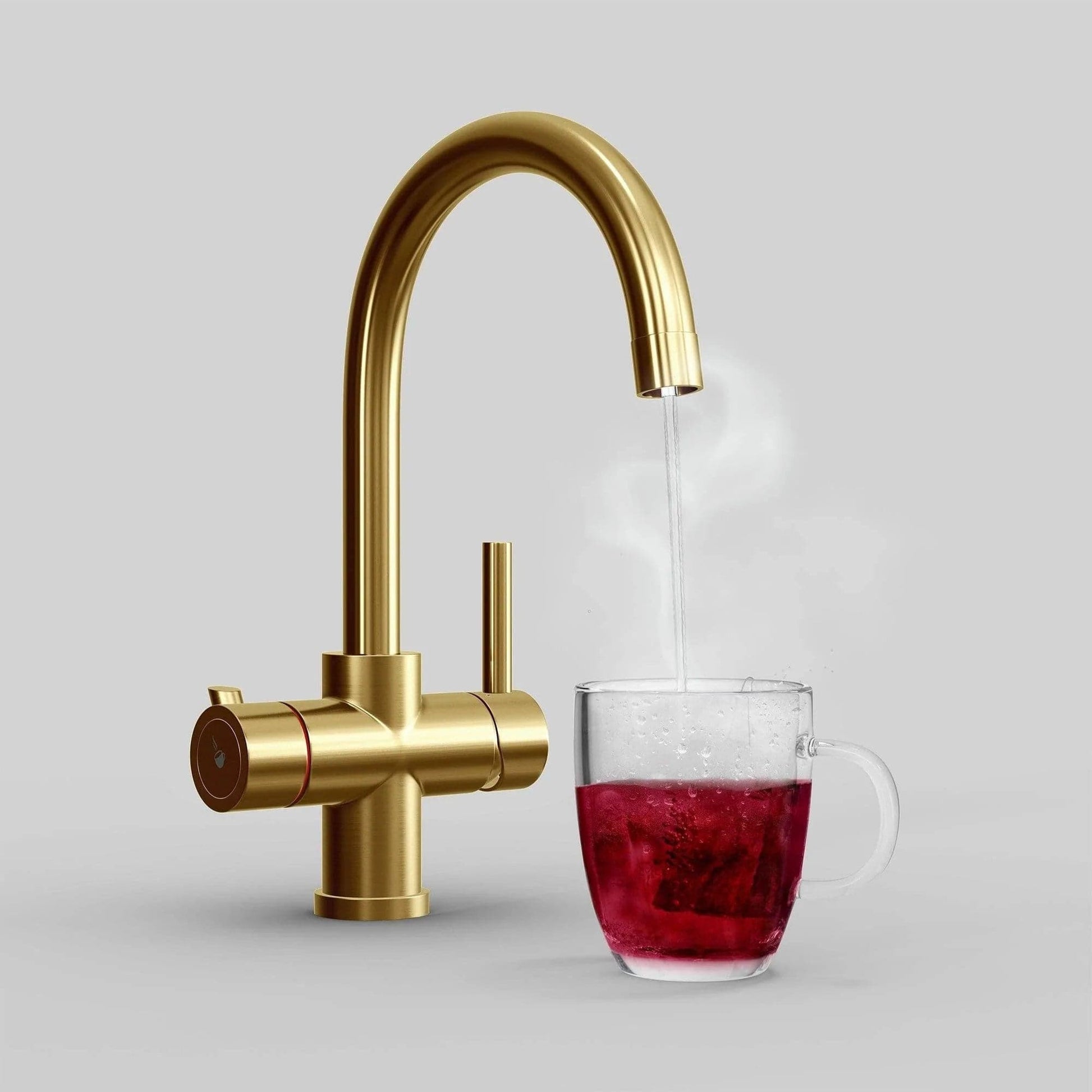 Fohen Furnas | Brushed Gold | 3-in-1 Instant Boiling Water Tap with Swan Neck | Taps | Celtic Water Solutions