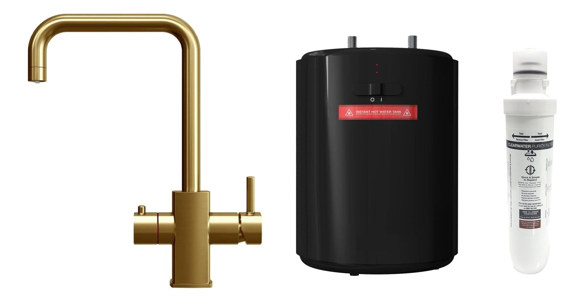 Fohen Figaro | Brushed Gold | 3-in-1 Boiling Water Tap | Taps | Celtic Water Solutions