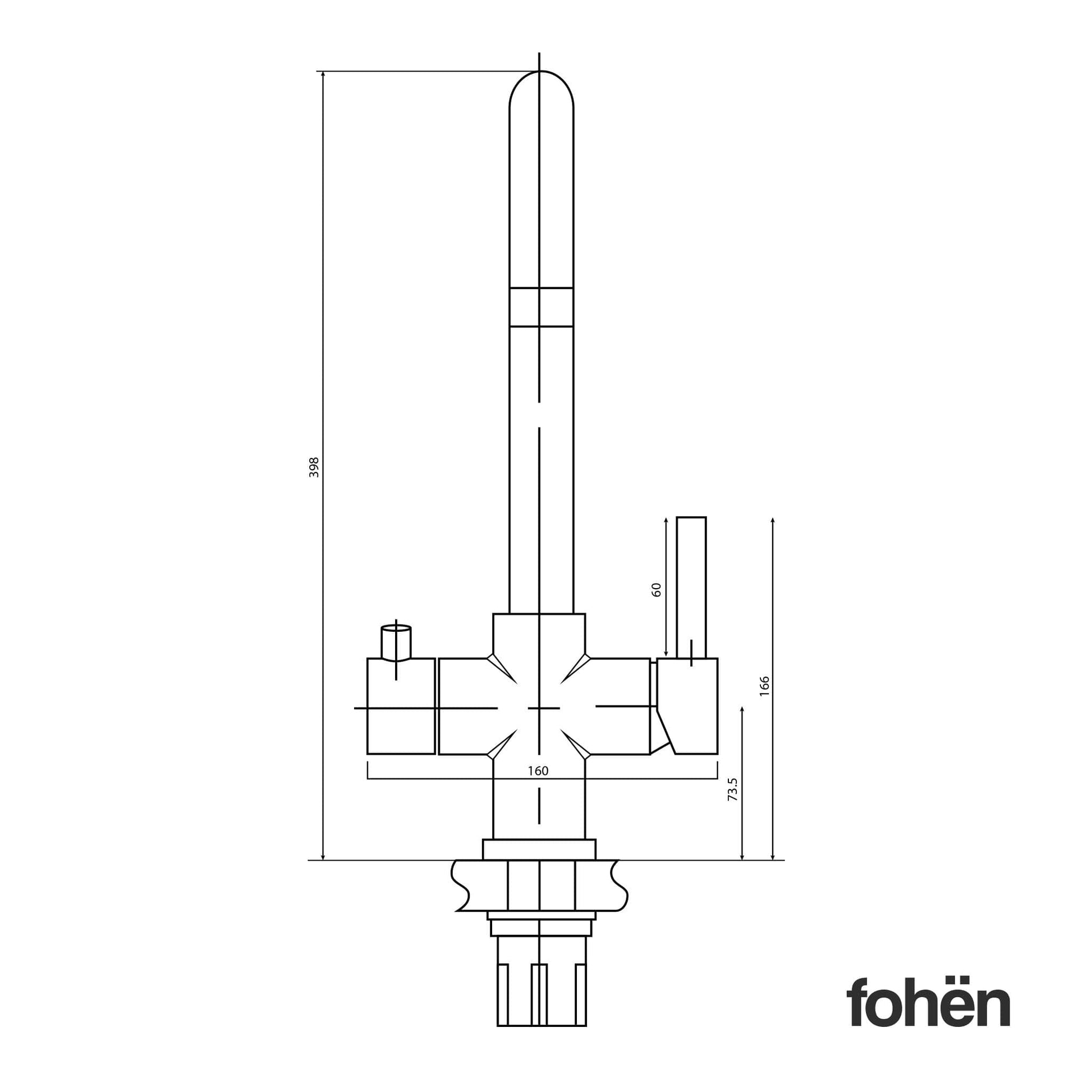 Fohen Furnas | Brushed Gold | 3-in-1 Instant Boiling Water Tap with Swan Neck | Taps | Celtic Water Solutions