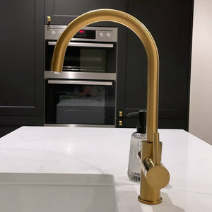 Fohen Furnas | Brushed Gold | 3-in-1 Instant Boiling Water Tap with Swan Neck | Taps | Celtic Water Solutions